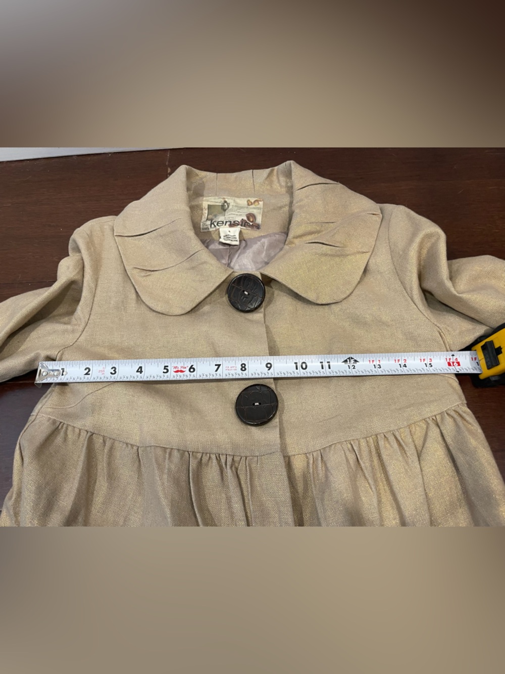 kensie 60s style gold/beige jacket/blazer with large buttons and round color 4 - Picture 2 of 9